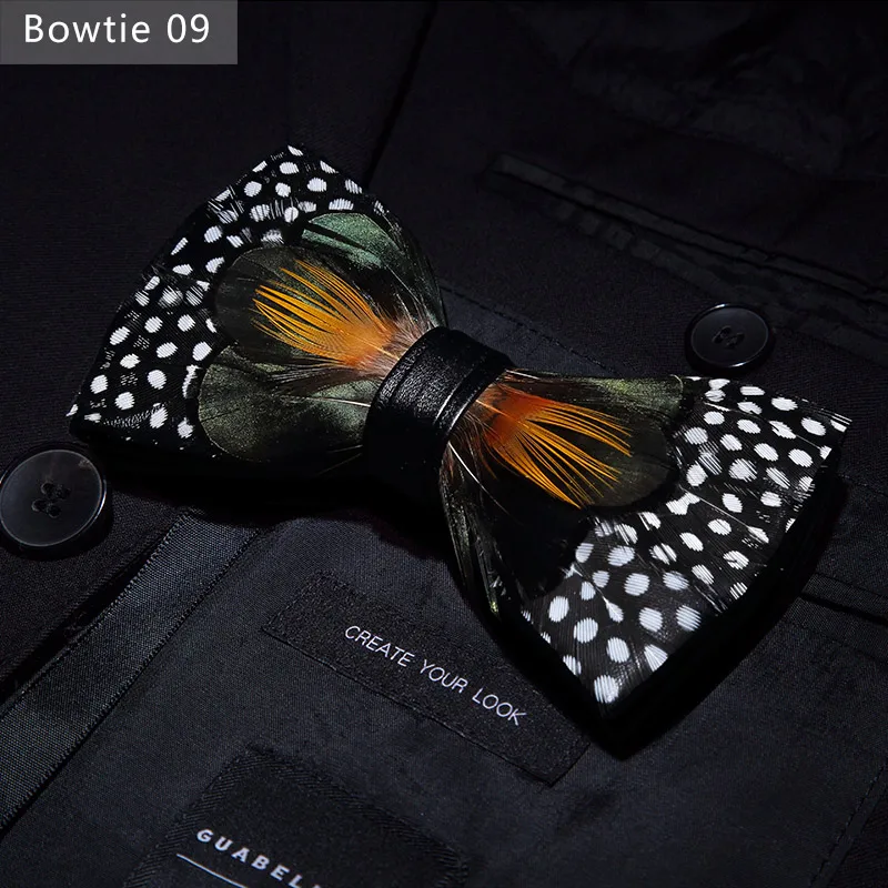 Bowtie 09 JEMYGINS, дизайн, галстук-бабочка, перо, бант, изысканная ручная работа, Мужская брошь для галстука-бабочки, деревянная булавка, подарочный набор, Свадебная вечеринка - Цвет: Bowtie 09
