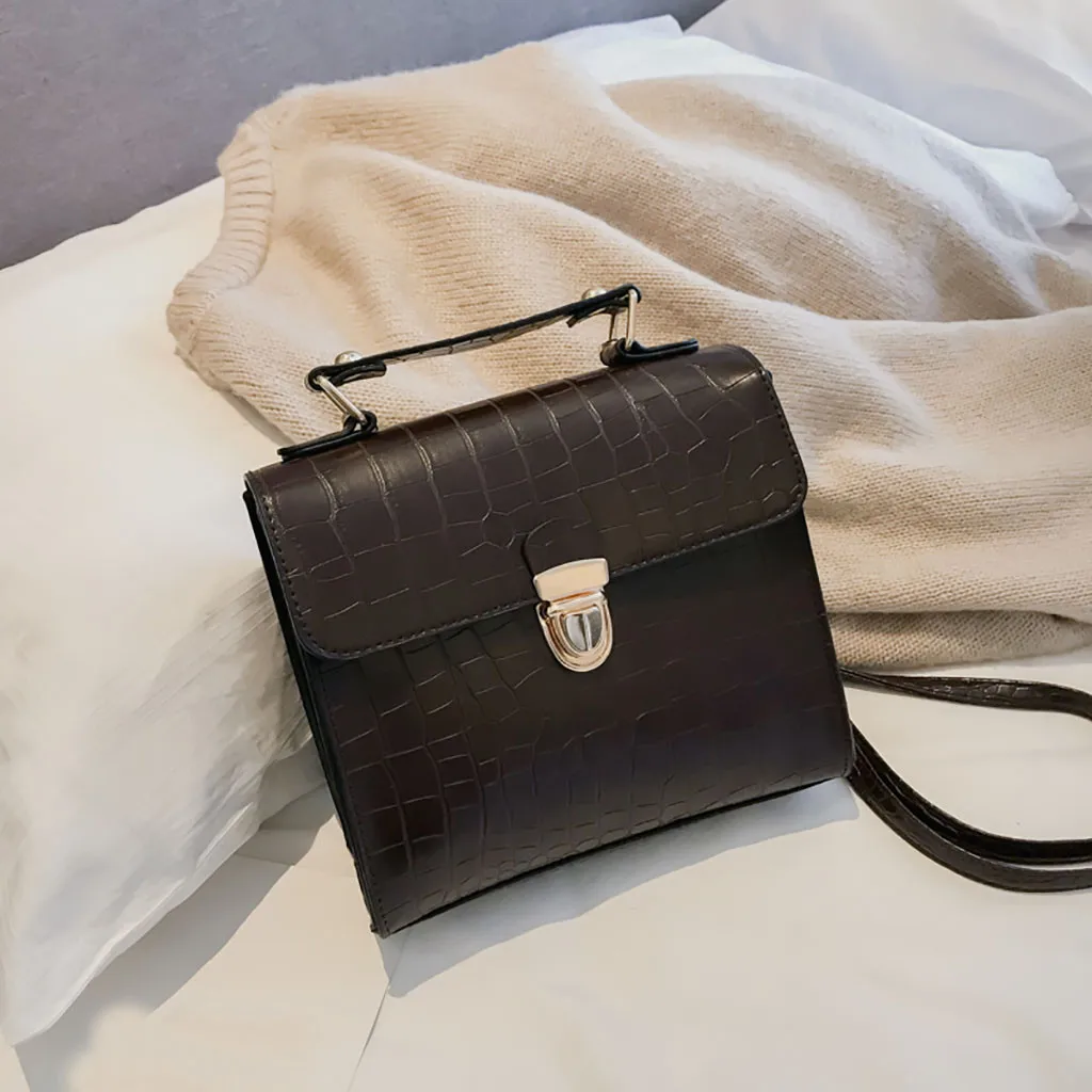 Модные однотонные коричневые cartera mujer monedero Женская винтажная сумка под крокодилью кожу дикая сумка через плечо Messenge# LR2