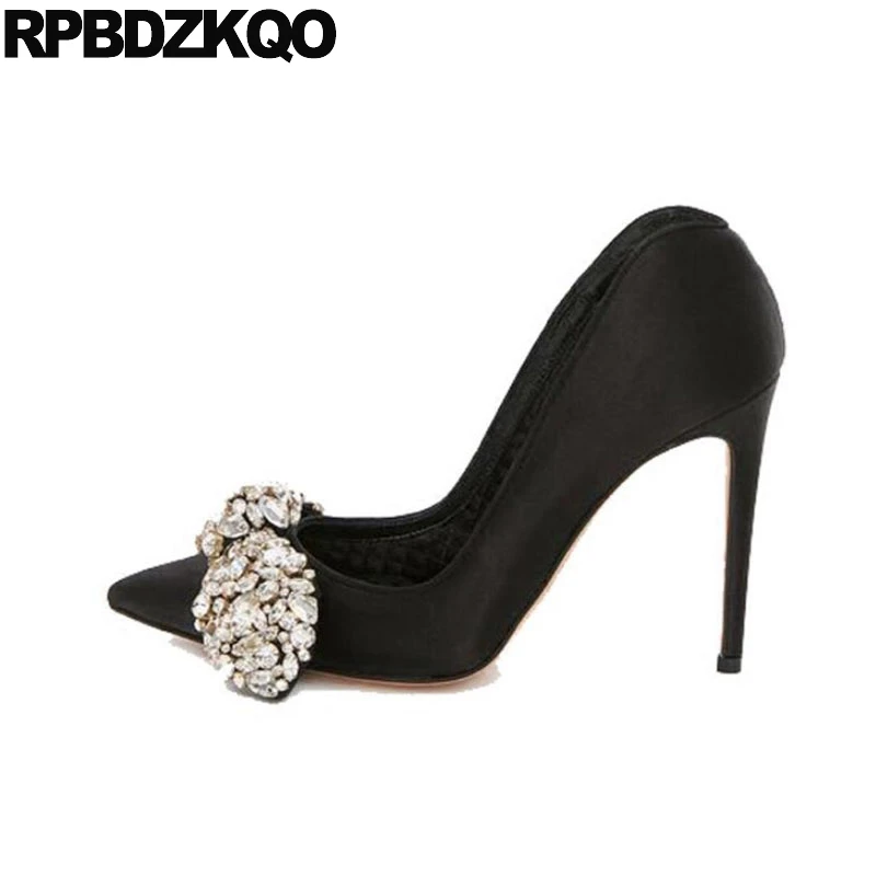 black high heels with diamonds