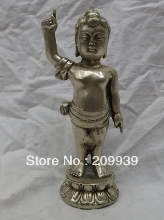 

001524 7 inch tibet bronze silver plating buddhism prince baby boys sakyamuni buddha statue