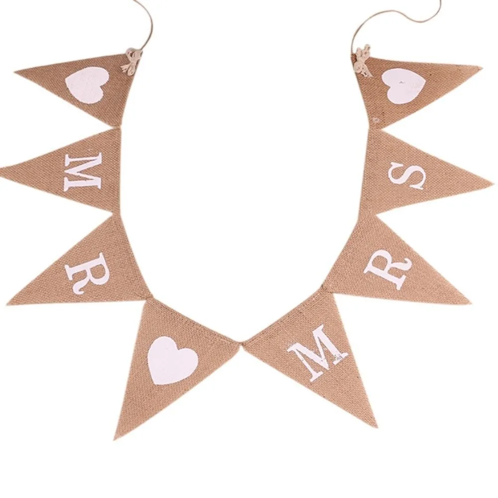 Mr Mrs Love heart винтажный Свадебный баннер джутовый бандаж реквизит для фотосессии