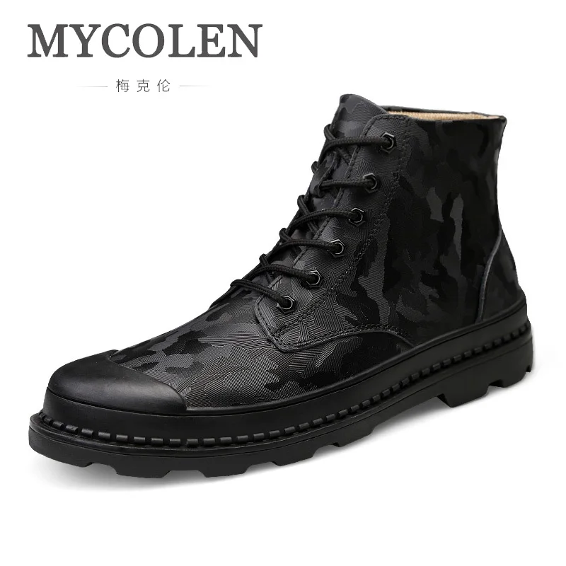 2018 Kurze Mycolen Stiefel Hombre Frühling Handgemachte herbst warm Mode Cuero Schwarzes Britischen Botines Männer Martin Marke Stiefeletten black winter FqrdxRSvq