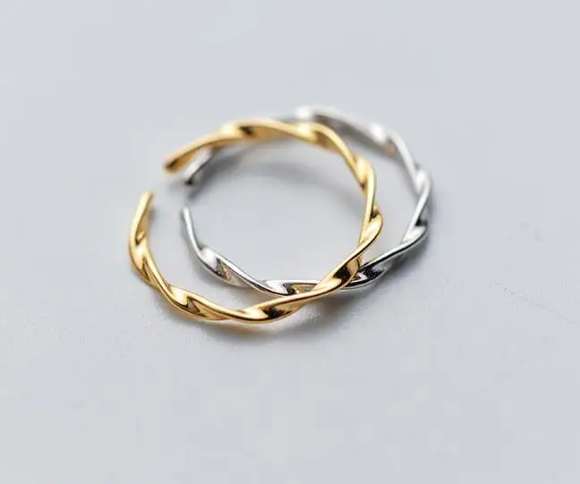 1pc Fashion REAL.925 Sterling Silver fINE jEWELRY Twisted Roped Finger Ring White/ Yellow Gold color choice GTLJ1326 | Украшения и