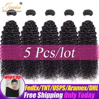 Jarin Kinky Curly Hair 5 Bundles Deal Natural Color Brazilian Hair 100% Remy Human Hair 28 30 32 34 Inches Long Weaving Can Mix
