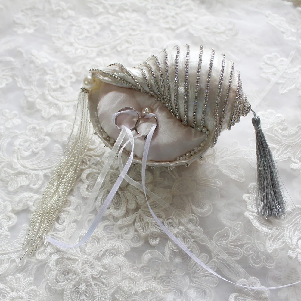 1 шт Marin shell Жемчуг реквизит для фотосессии помолвка Свадьба предложение морской свадьбы ручной работы кольцо лоток и кольцо Подушка