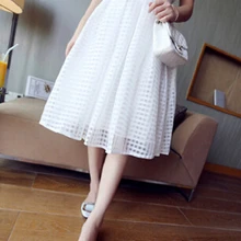 Лето, европейский стиль, ретро, клетчатые сетчатые юбки-пачки, женская брендовая Тюлевая винтажная юбка миди с высокой талией, черный, белый