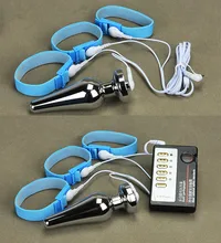Electric Shock Orgasm Penis Ring + Anal Plug Men’s Medical Themed Toy Delay Ejaculation Pulse Physical Therapy Sex Toys I9-1-32K