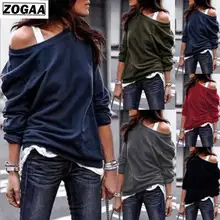 Hoodies Solid Women Autumn and Spring 2019 Fashion Round Collar Long Sleeves Shoulderless Sweatshirts For girls Loose clothes A1 Hoodies Solid Women Autumn and Spring 2019 Fashion Round Collar Long Sleeves Shoulderless Sweatshirts For girls Loose clothes A1