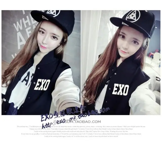 Kpop одежда EXO куртка бейсбольная звезда Свободная Женская для мужчин, осень, зима длинные секции Корейская k-pop EXO верхняя одежда с капюшоном