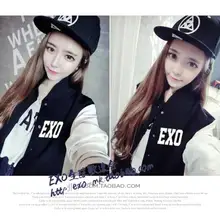 Kpop одежда EXO куртка бейсбольная звезда Свободная Женская для мужчин, осень, зима длинные секции Корейская k-pop EXO верхняя одежда с капюшоном
