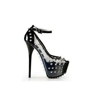 

Sexy Rivets Embellished Stiletto High Heels Night Party Shoes Woman Peep Toe Buckle Strap Gladiator Sandals High Platform Shoes