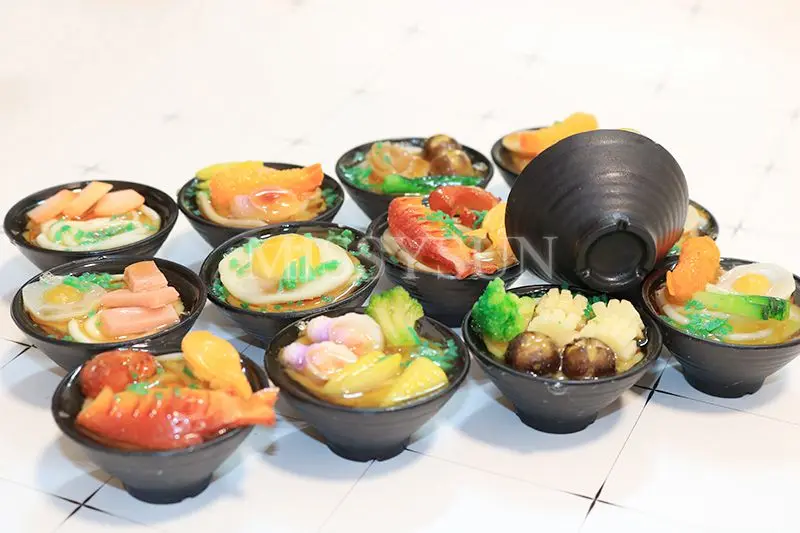 2PCS 1/6 Scale Miniature Japanese Seafood Noodles Pretend Food for Doll Accessories