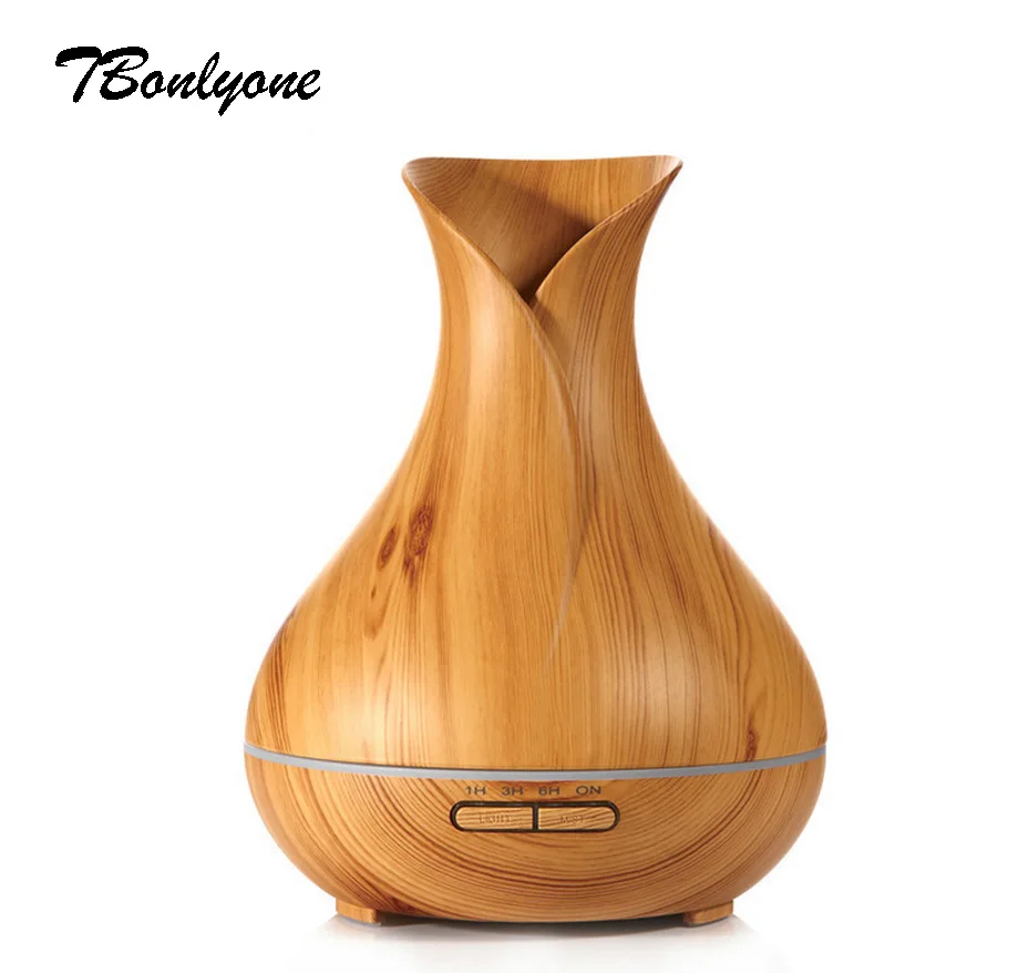 TBonlyone 400ML Ultrasonic Humidifier Essential Oil Aroma Diffuser Aromatherapy Air Purifier Mist Maker Light Wood Grain