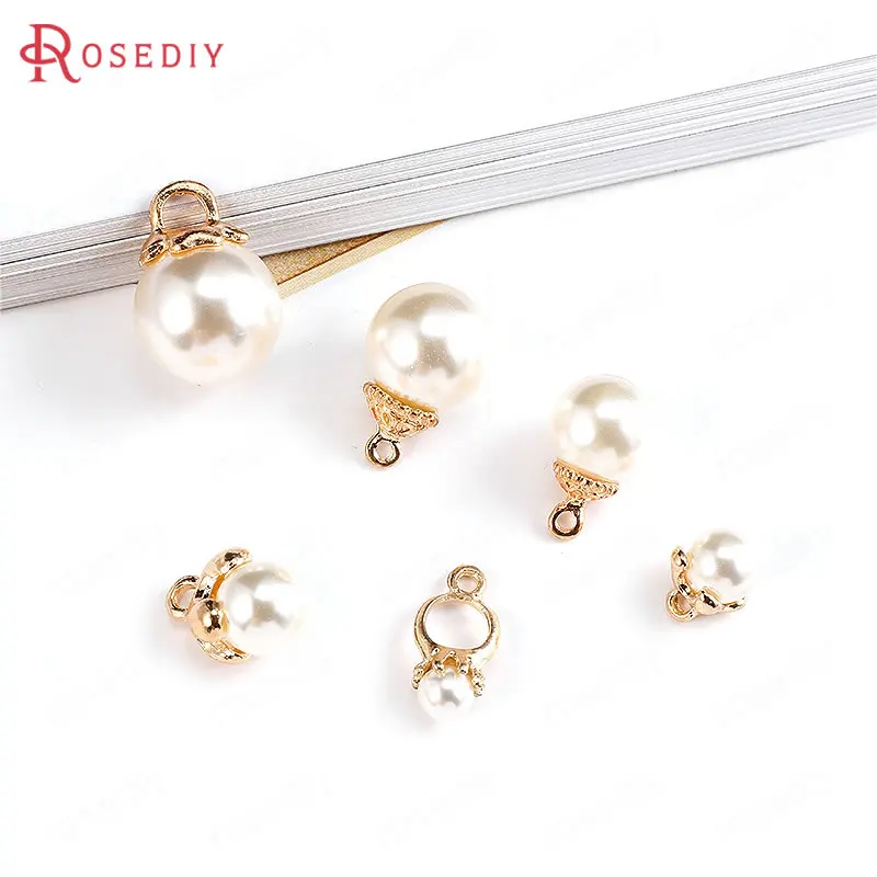 

10PCS 6MM to 16MM Zinc Alloy with Imitation Pearls Charms Pendants Diy Jewelry Findings Earrings Accessories Wholesale