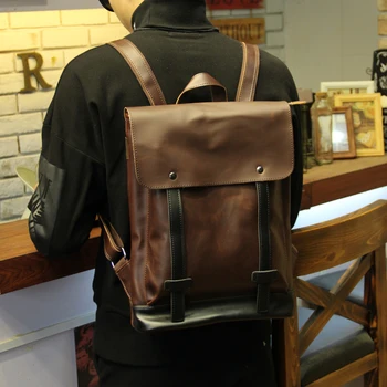 

051018 new hot good quality man leather vintage backpack