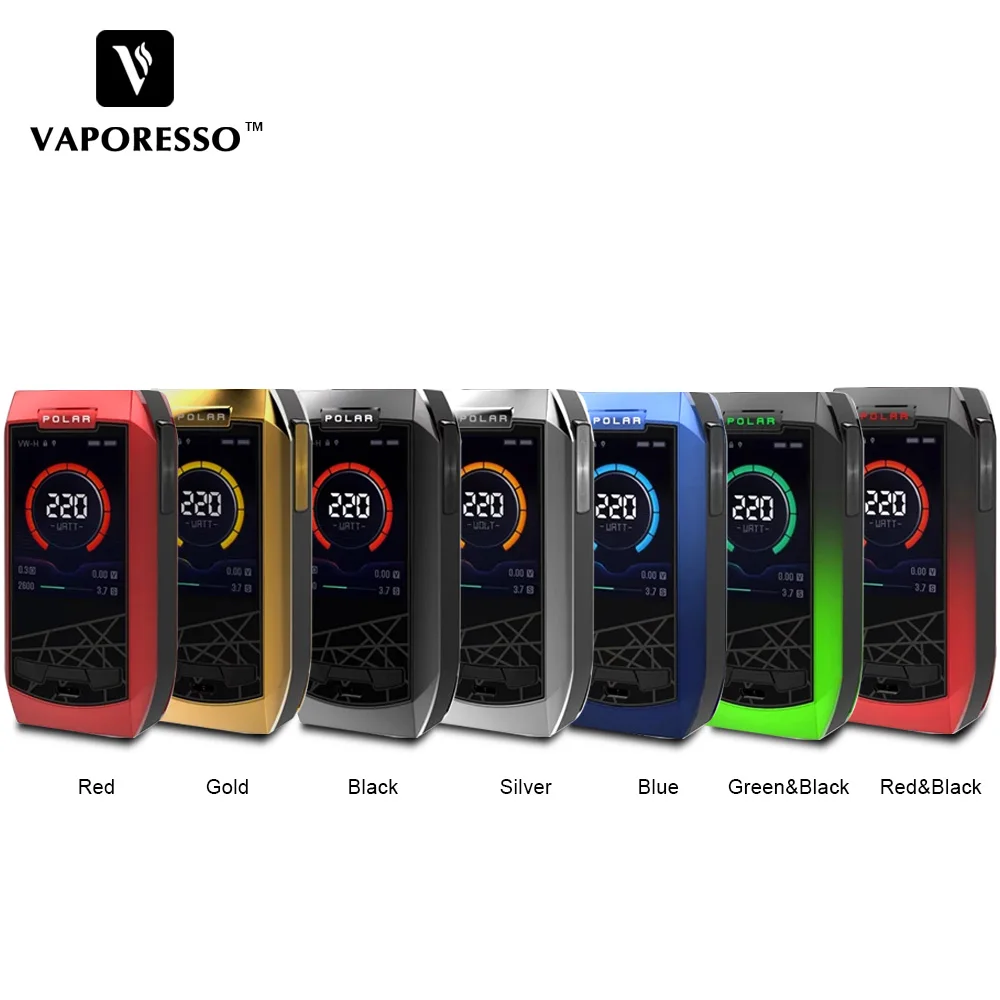 

Original Vaporesso Polar 220W Electronic Cigarette Box Mod Fit Cascade Baby SE Tank & 0.001s quick firing speed Vaporesso Vape