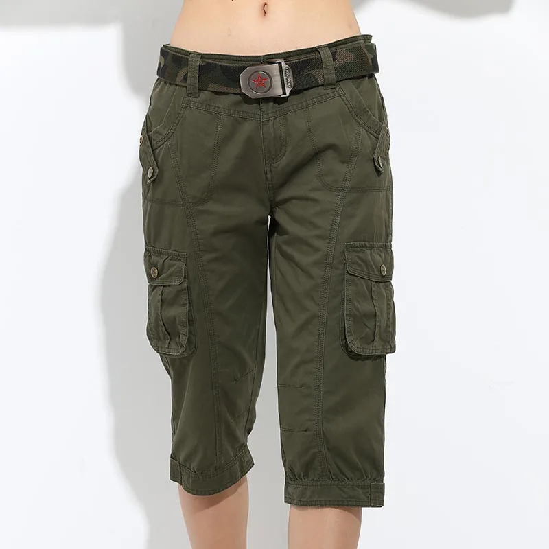Fashion Summer Casual Army Green Women's Overall Shorts Cotton Loose