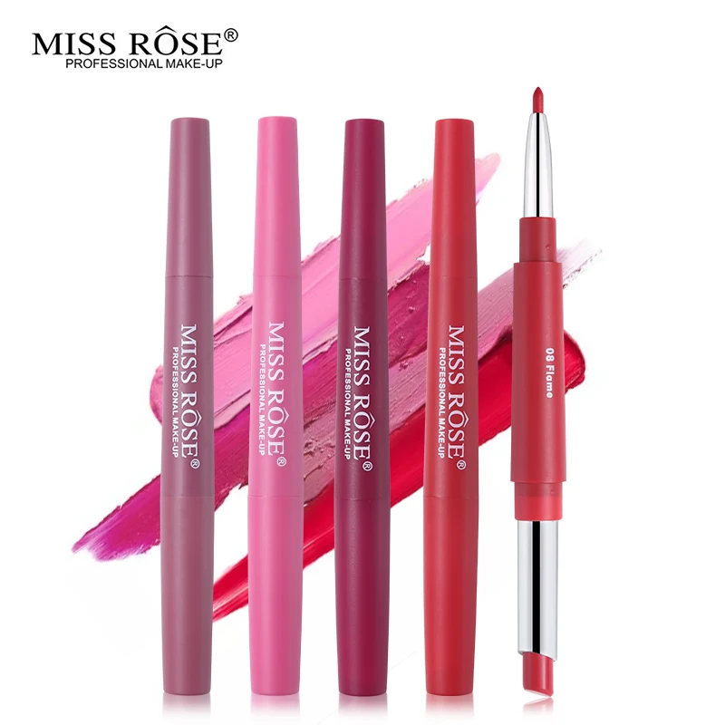 Бренд Miss Rose, 14 цветов, губная помада+ карандаш для губ, двойной бархатный матовый Batom, водостойкий, телесный, для губ, длительного ношения, инструмент для макияжа