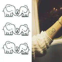Мода 1 шт. Мультфильм слоненок любовь узор Flash татуировки Съемный Татуировки наклейки Водонепроницаемый Kawaii поддельные кожи теги