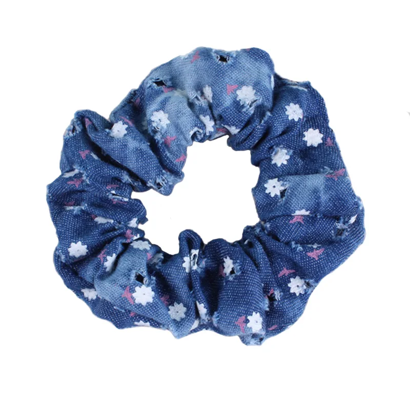 4 shabby floral scrunchies