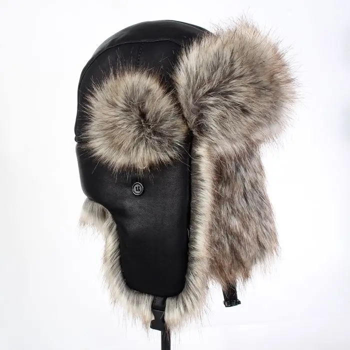 Осенне-зимняя обувь мужская и женская искусственная кожа шапка из искусственного меха утолщение для русской зимы теплая для лыжного спорта защита для ушей подшлемник
