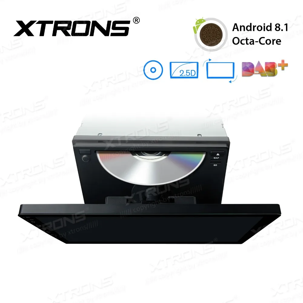 XTRONS 2 Din Универсальный 10," Android 8,1 Радио Поворотная Лицевая панель 2.5D изогнутый экран автомобильный стерео dvd-плеер gps OBD WiFi FM DAB