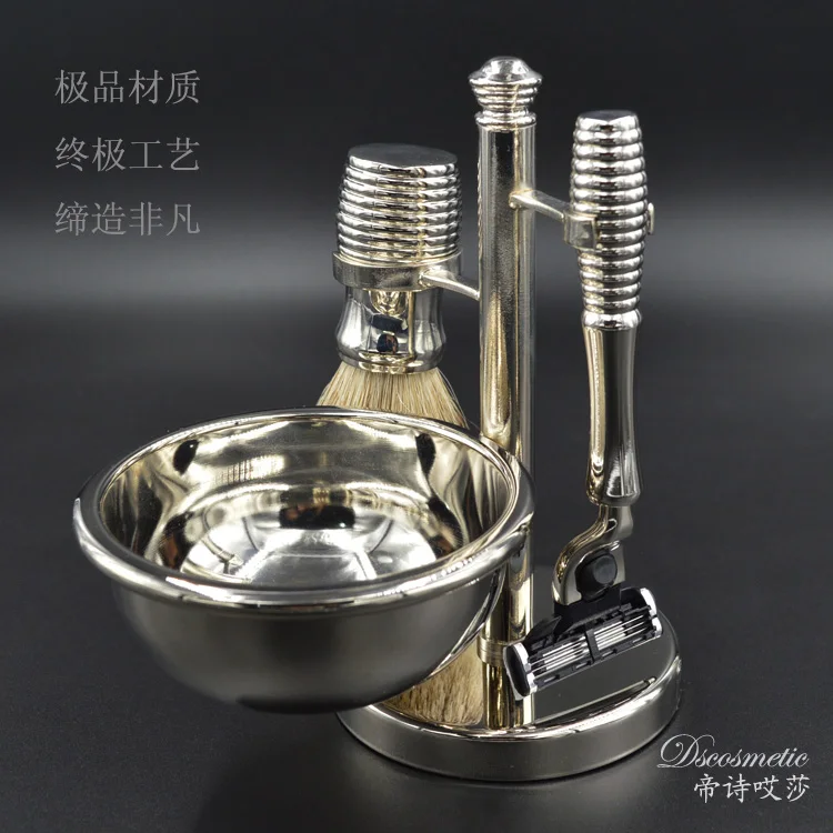 Pêlos de Texugo Pincel de Barba Stand e Metal e Tigela Tigela de Barbear para Homens Dscosmetic Alta Qualidade Silvertip Barbear de Barbear para Homens Mach 3 Navalha Barbear 7 quality shaving brush