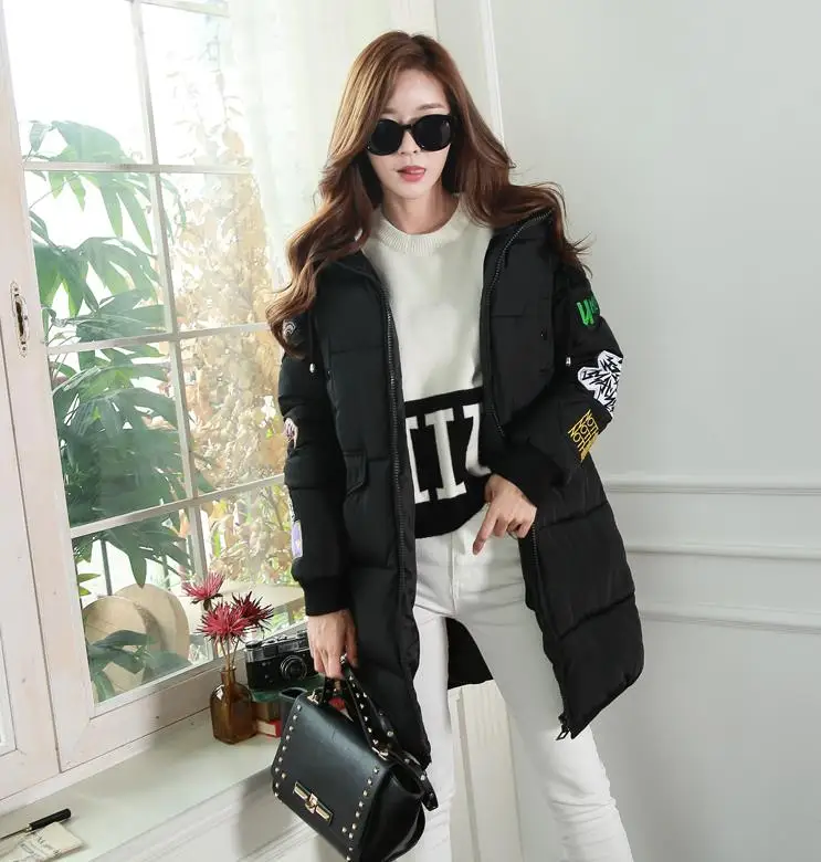 

High quality whiter duck down coat female winter 2016 letter print discontinuing down coat outerwear women plus size long jacket