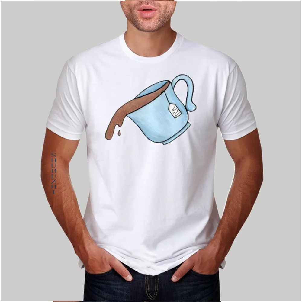 Горячая Распродажа Летняя мода shubuzhi с круглым вырезом Футболка разливать чай для мужчин футболка полиэстер Прохладный хип-хоп Футболка