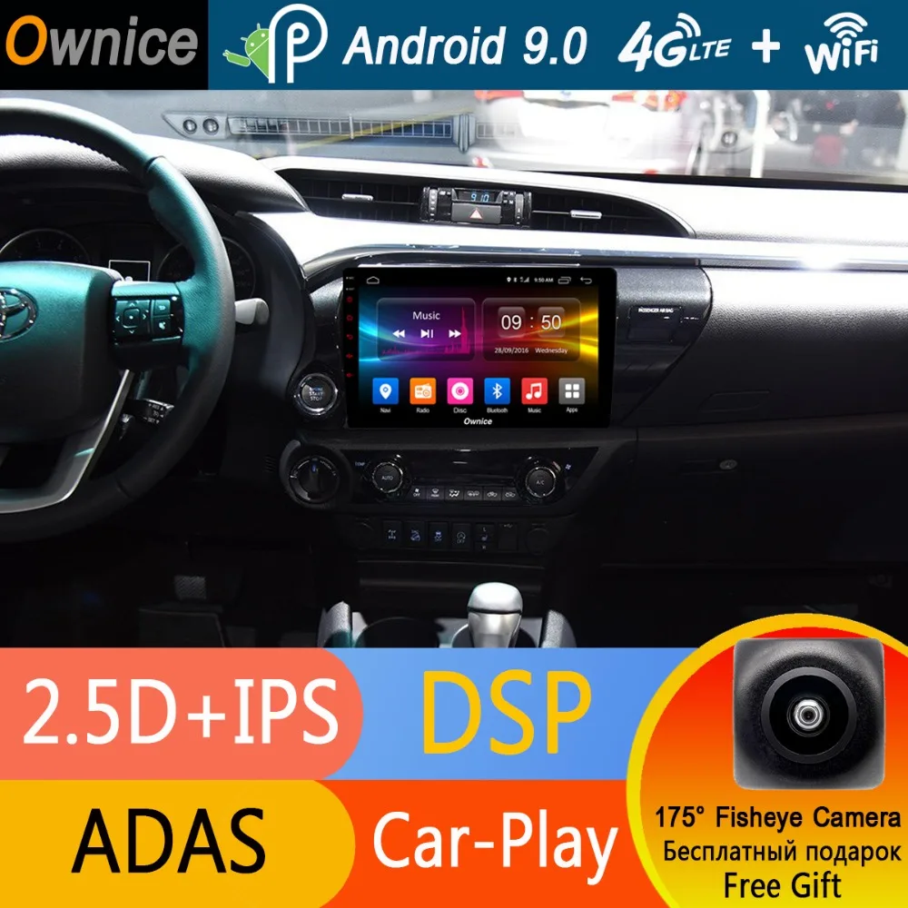 Discount 10.1" IPS Android 9.0 Car Radio For Toyota Hilux 2016 2017 2018 auto DVD on-board computer Navigation GPS AUDIO DSP CarPlay ADAS 1