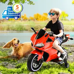 Uenjoy 12 в детский мотоцикл на батарейках езды на мотоцикле с 2 скоростями, пружинная подвеска светодиодный светодиодные фонари, кожаное