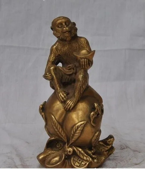 YM 307 6 дюймов Китайская народная фэн-шуй латунная медная статуя yuanbao в