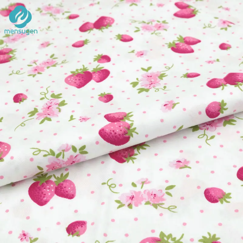 Mensugen, 50 см* 160 см, розовая Клубничная хлопковая ткань для лоскутных платьев для малышей, простыни для девочек, одеяло, швейный материал