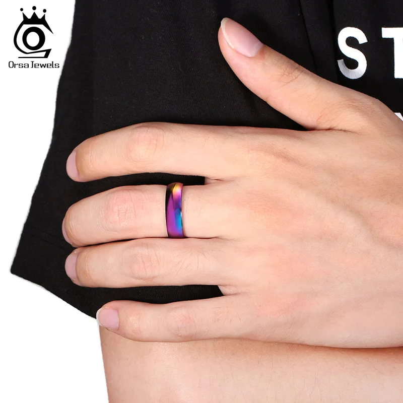 ORSA JEWELS Charming Colorful Stainless Steel Finger Rings New Romantic Engagement Wedding Promise Rings for Women Men OTR93