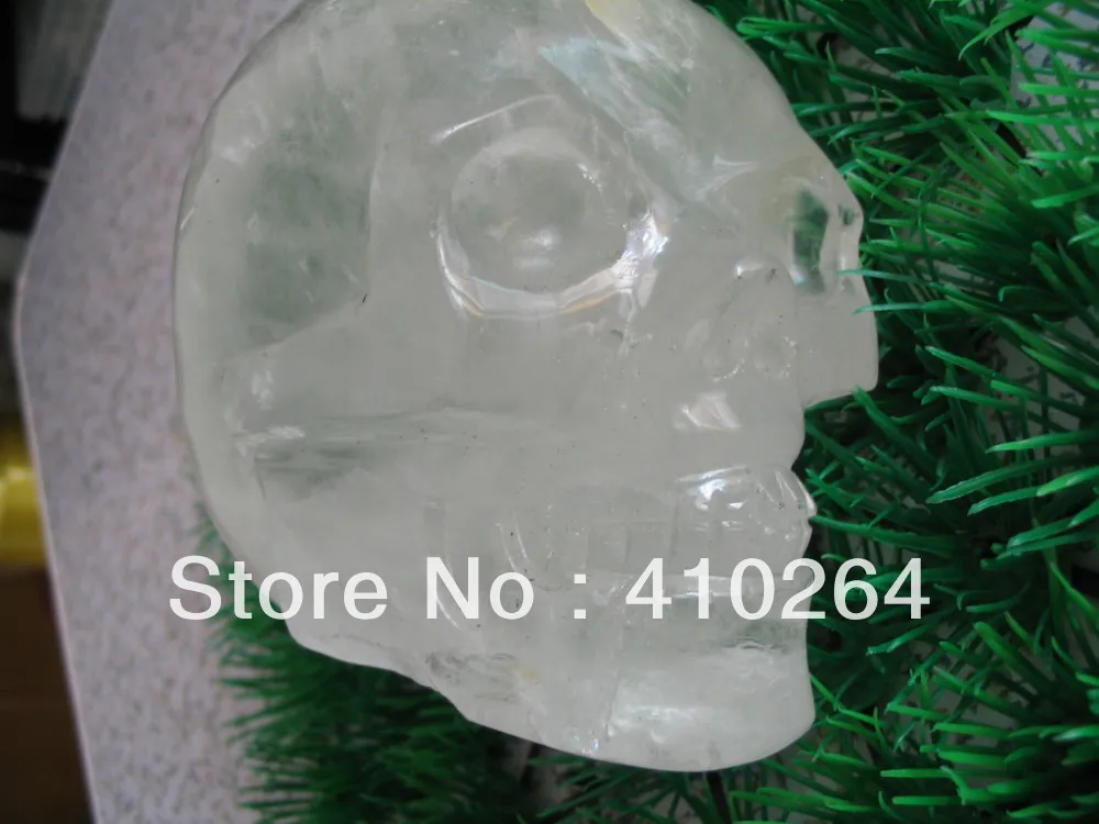

0116P [old craft ] Fast Shipping W 1100g big Clear Quartz Rock Crystal Skull Carving, Realist FengShui statue (A0314)