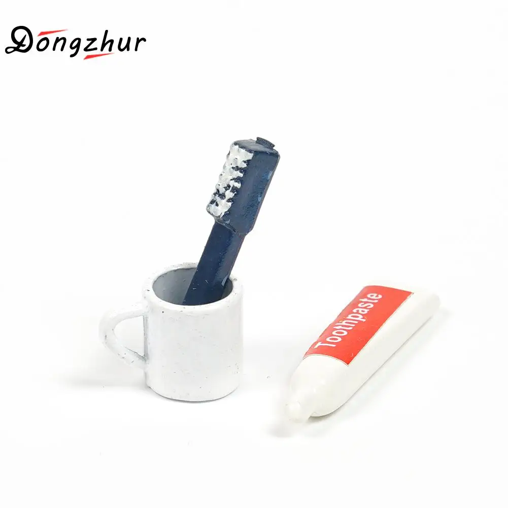 

Dongzhur Toothbrush Toothpaste Cup Set Dollhouse Miniatures 1:12 Accessories Doll House Bathroom Scene Accessories Toiletries