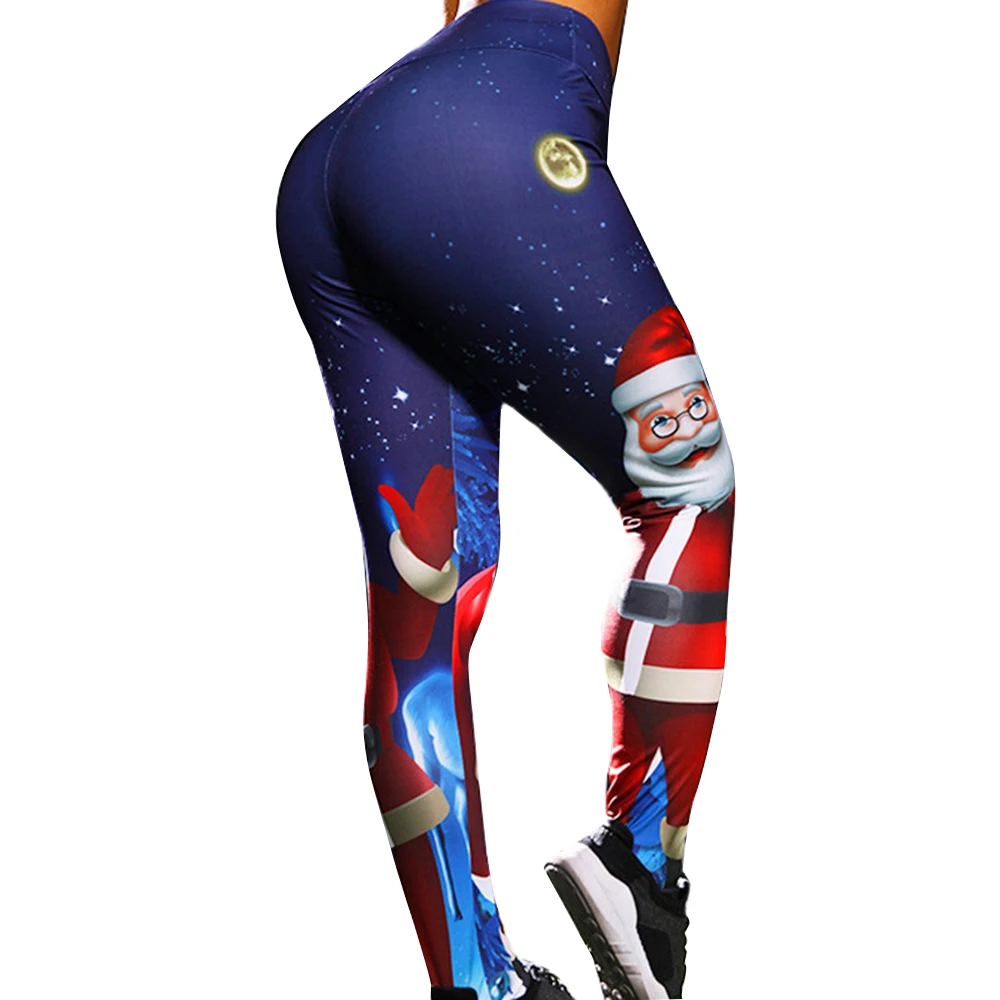 Горячие женские рождественские штаны для йоги с высокой талией эластичные спортивные Леггинсы для фитнеса колготки тонкая спортивная одежда для бега быстросохнущие тренировочные штаны