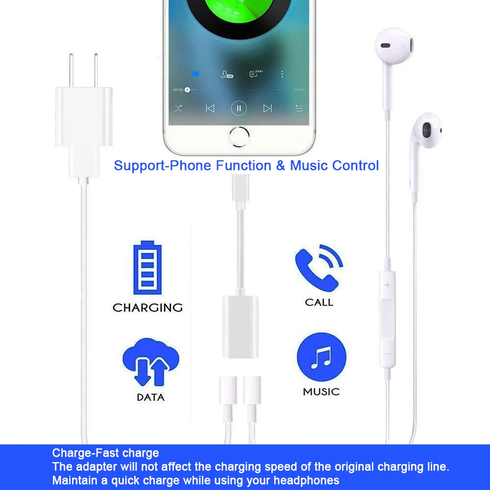 Portefeuille Dual AUX Adapter Splitter Converter For iPhone XS Max XR 7 Plus 8 X S Headphone Audio Earphone Adapter Connector (3)