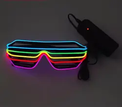 EL очки EL Wire светодио дный Light Up Shutter Shaped Glow Rave костюм вечерние для вечеринки DJ яркие солнцезащитные очки классический подарок