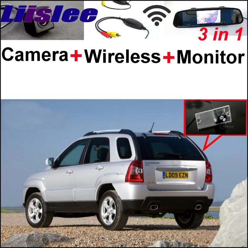 

3 in1 Special Camera + Wireless Receiver + Mirror Monitor Easy DIY Back Up Parking System For KIA Sportage KM 2004~2010