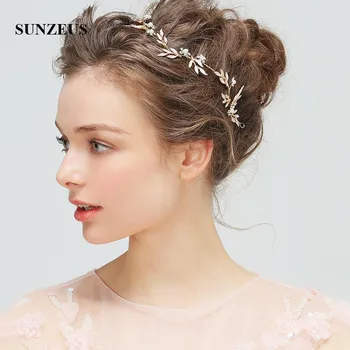 

Bridal Headband with Hair Pins on Sale Pearls Rhinestones Gold Leave Wedding Hair Accessories Girls Party Hair Decoration SHA51