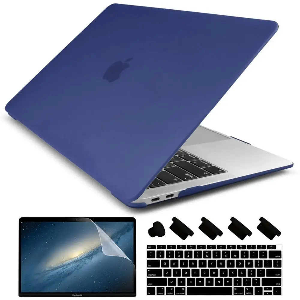 Матовый Кристальный пластиковый жесткий чехол для MacBook Pro Pro retina 13 15 дюймов A1706/A1707 Touch Bar New Air 13A1932 - Цвет: Navy Blue