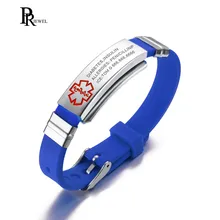 Engrave Name ID Bracelet Personalized Medical Remind Stainless Steel Clasp Blue Color Dropshipping