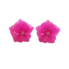 LII Ji краска розовый цвет нефритовый цветок 925 пробы серебряные серьги-гвоздики размер около 15 мм