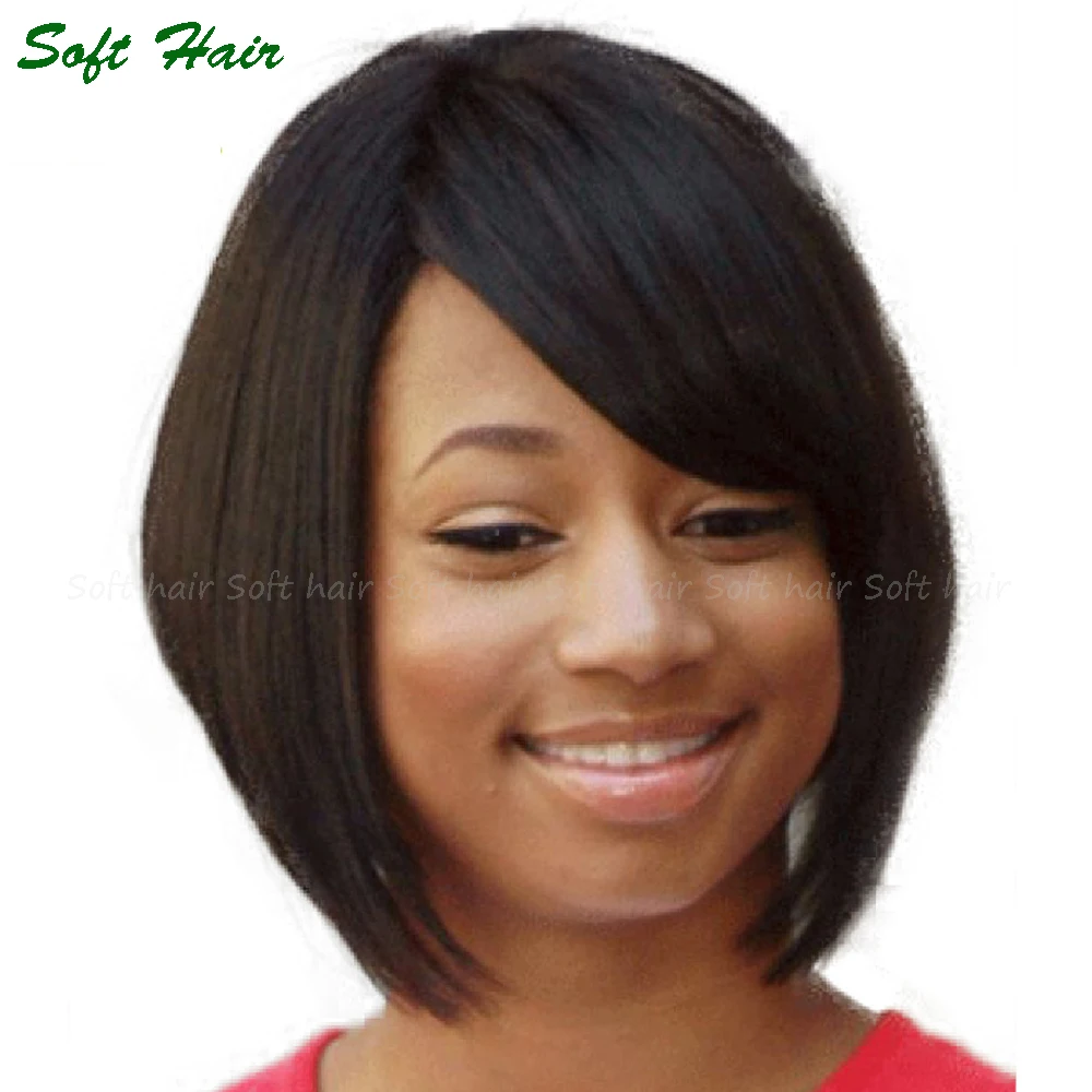 

Natural Wavy Short Bob Wigs Virgin Brazilian Full Lace Wigs With Bangs Glueless Lace Front Short Human Hair Wigs For Black Women