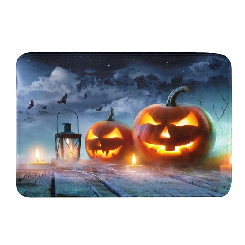 Door Mat Cool Halloween Pumpkin 3D Printing Bath Mat Anti-Slip Washable Kitchen Bedroom Hallway Floor Doormats Rug Stair Carpets