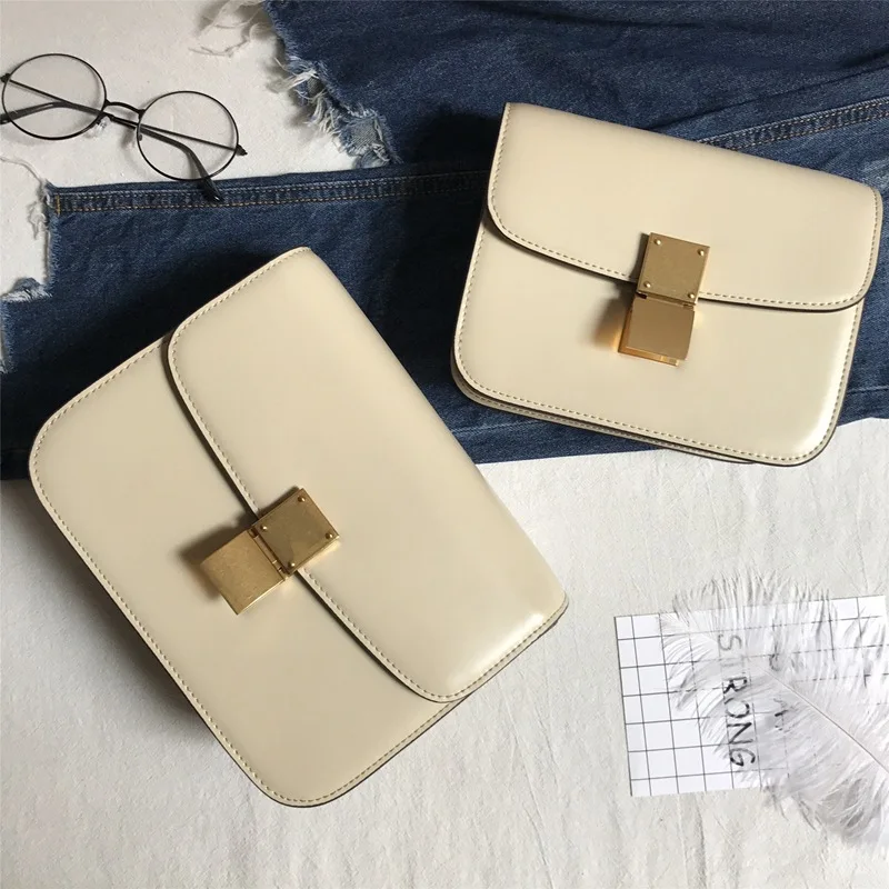 

2018 New Genuine Leather Tofu Women Bag Luxury Design Handbag Famous Brand Casual Fashion Single Shoulder Bag