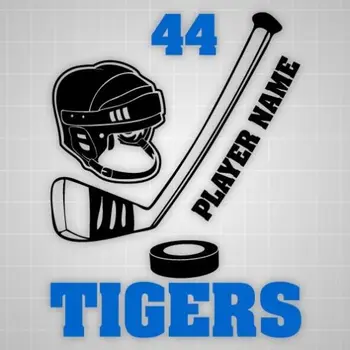 

Hockey helmet wall silhouette,Hockey puck decal name number,hockey room decor 22x22inch