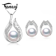 FENASY ювелирные изделия из жемчуга Свадебные обручальные ювелирные наборы, натуральный жемчуг кулон ожерелье Женщины/серебряные серьги, женские серьги с жемчугом