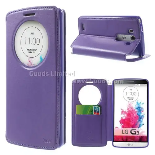 Roar Korea Noble Quick Circle Leather Flip Cover for LG G3 D850 D855 LS990 - Purple